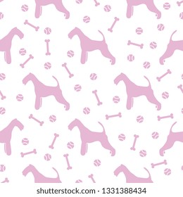 Seamless pattern with dog, bone, tennis ball. Friendship. Animal background.