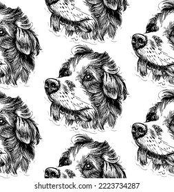 seamless pattern Dog drawing vector 