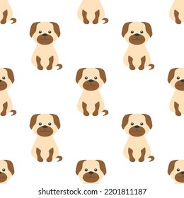 seamless pattern with dog in flat style isolated on white background