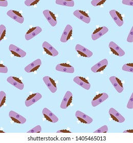 Seamless pattern with dog food bowls. Cute and childish design for fabric, textile, wallpaper, bedding, swaddles toys or gender-neutral apparel.
