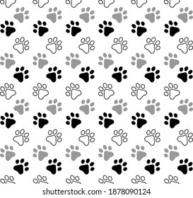 seamless pattern dog footprint paws