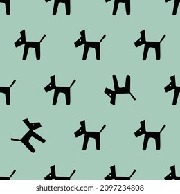 perro de patrón sin soldadura sobre fondo azul para papel envolvente e impresión textil
