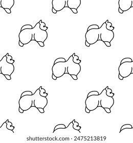 Seamless pattern with dog on white background.