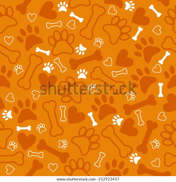 Seamless Pattern Dog Paw Print Bone Stock Vector (Royalty Free ...