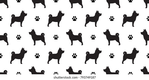 seamless pattern Dog paw Shiba Inu Dog Breed vector wallpaper background isolated