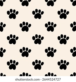 Seamless pattern. Dog paw. Vector design. Hand drawn illustration.