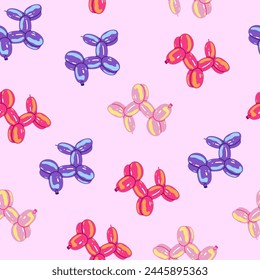 Seamless pattern of dog puppy balloon. Vector graphics.