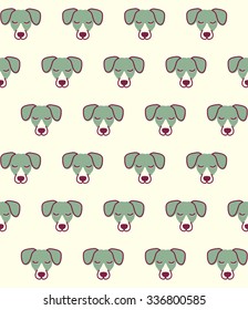 Seamless pattern with dog and puppy. Cute Jack Russell Terrier. White background.