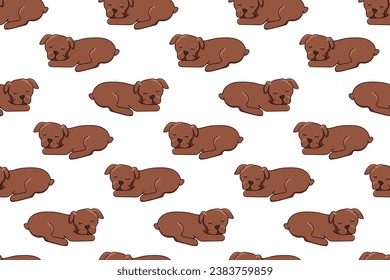 Seamless pattern with dog sleeping doodle vector