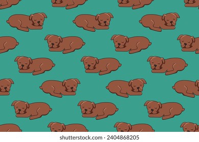 Seamless pattern with dog sleeping doodle vector