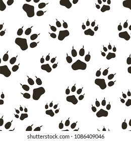 Seamless pattern of dog tracks. Vector illustration
