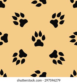 Seamless pattern with dog tracks. Vector illustration.