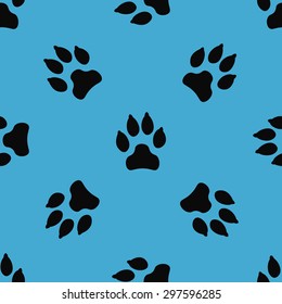 Seamless pattern with dog tracks. Vector illustration.