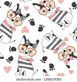 seamless pattern with dog vector illustration, french bulldog pattern background, wrapping paper