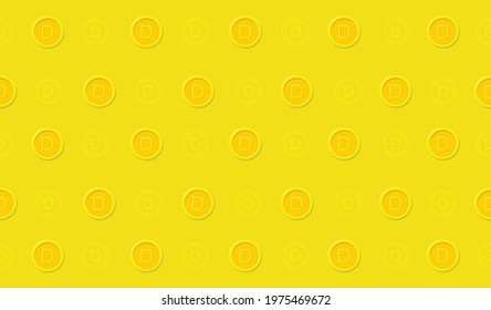 Seamless pattern of dogecoin background. Crypto finance, pattern concept.