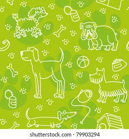 Seamless Pattern With Dogs.