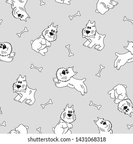 Seamless pattern with dogs. Pattern with cartoon dogs