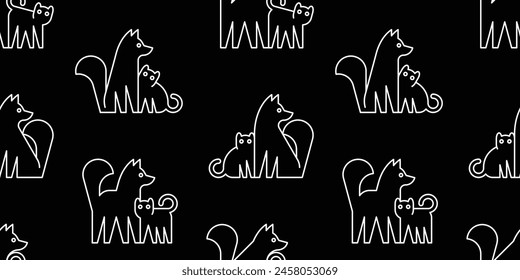 Seamless pattern with Dogs and Cats. isolated on white background