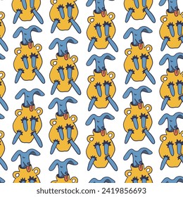 seamless pattern with dogs and ceramic in color flat style in vector. template for print wallpaper, wrapping, background, textile