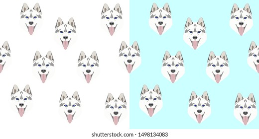 Seamless pattern. Dogs heads on a light background