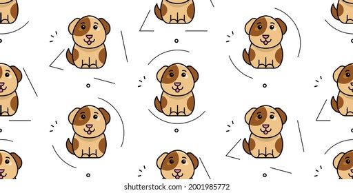 Seamless pattern with dogs. Icon design. Template elements