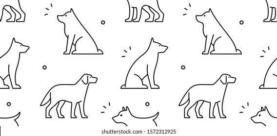 Seamless pattern with Dogs. isolated on white background