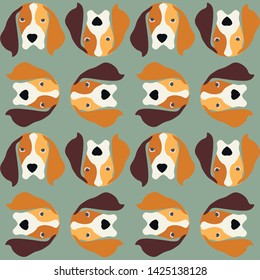 seamless pattern. Dogs on the background. Beagle