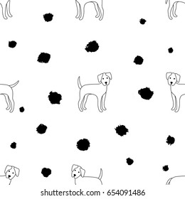 Seamless pattern of dogs on a white background. Dalmatian. Vector illustration. Great for web, print, home decor, textile, wallpaper, invitation card.