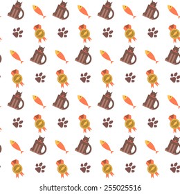 Seamless pattern with dogs and stuff. Swatch included. Clipping mask. 