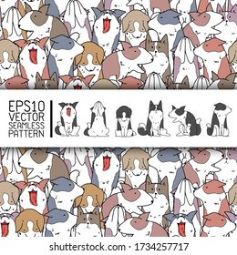 Seamless pattern of dogs use as background, wallpaper, card and wrap paper
