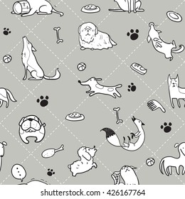Seamless pattern of dogs use as background, wallpaper, card and wrap paper