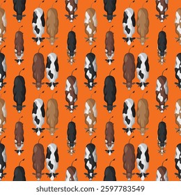 Seamless pattern of dogs in various colors
