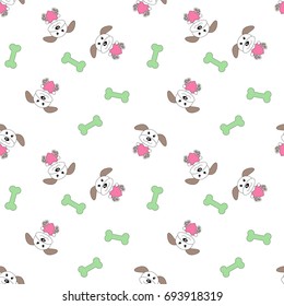 Seamless pattern with dogs. Vector background for kids