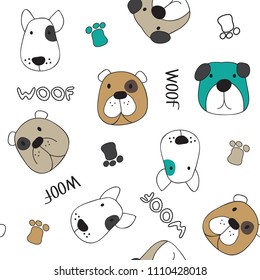 seamless pattern with dogs vector illustration