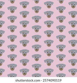 seamless pattern with dogs,Dog avatars. pattern Cute Cartoon dog faces. on pink background