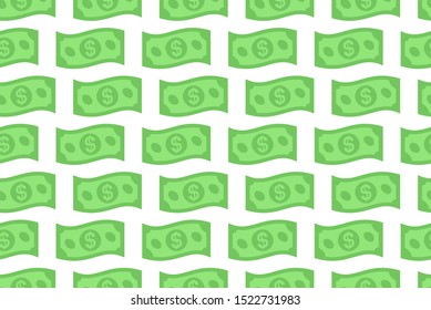 Seamless pattern with Dollar bill. isolated on white background