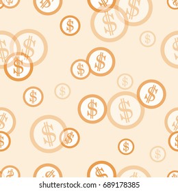 Seamless pattern with dollar coins. Business and finance theme. Design for banner, poster or print.