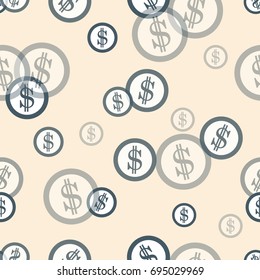 Seamless pattern with dollar coins. Business and finance theme. Design for banner, poster or print.
