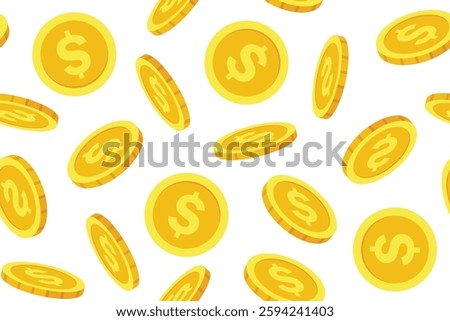 seamless pattern with dollar coins; symbolizing financial success, investment growth, wealth accumulation - vector illustration