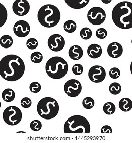 Seamless pattern of dollar coins. Vector illustration on white background.
