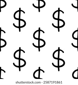 Seamless pattern with dollar currency symbol for decorative print, wrapping paper, greeting cards, wallpaper and fabric