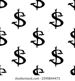 Seamless pattern with dollar currency symbol for decorative print, wrapping paper, greeting cards, wallpaper and fabric