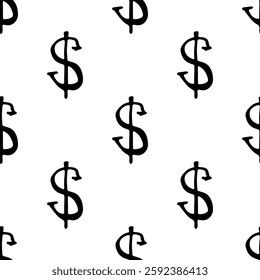 Seamless pattern with dollar currency symbol for decorative print, wrapping paper, greeting cards, wallpaper and fabric
