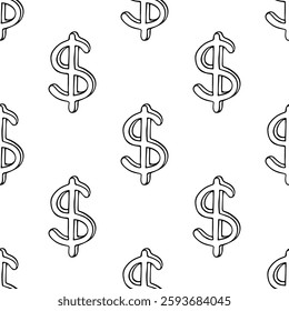 Seamless pattern with dollar currency symbol for decorative print, wrapping paper, greeting cards, wallpaper and fabric