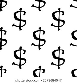 Seamless pattern with dollar currency symbol for decorative print, wrapping paper, greeting cards, wallpaper and fabric