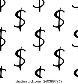 Seamless pattern with dollar currency symbol for decorative print, wrapping paper, greeting cards, wallpaper and fabric
