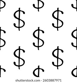 Seamless pattern with dollar currency symbol for decorative print, wrapping paper, greeting cards, wallpaper and fabric