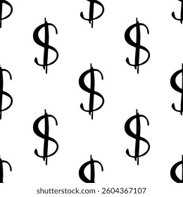 Seamless pattern with dollar currency symbol for decorative print, wrapping paper, greeting cards, wallpaper and fabric