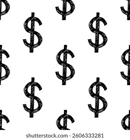 Seamless pattern with dollar currency symbol for decorative print, wrapping paper, greeting cards, wallpaper and fabric