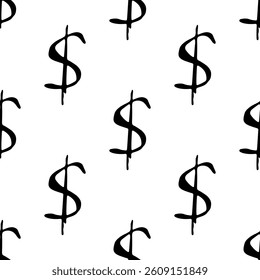 Seamless pattern with dollar currency symbol for decorative print, wrapping paper, greeting cards, wallpaper and fabric